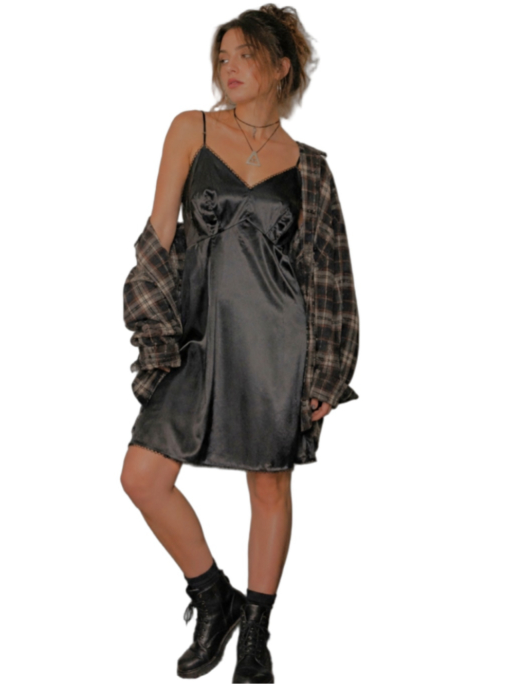 Vtg 60s 70s Van Raalte Black Nylon Lace Trim Slip Dress 40 Average